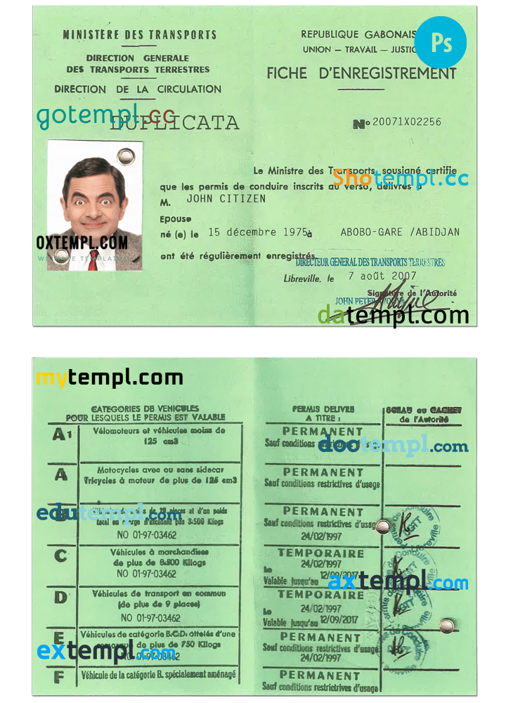 Gabon DL template – fully editable