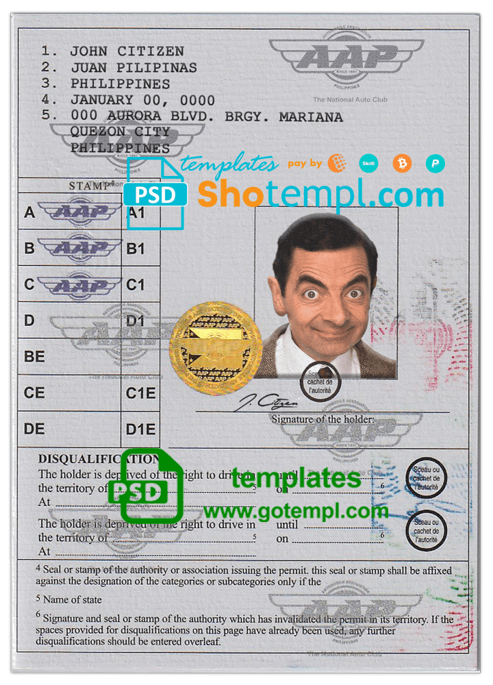 International driving permit – Philippines mokup