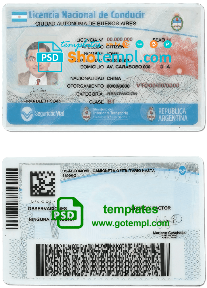 Argentina BA DL template – editable