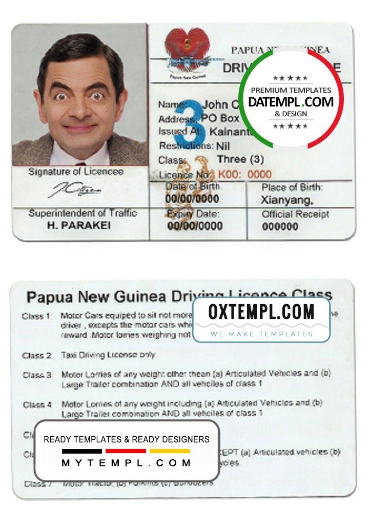 Papua New Guinea Driver License PSD