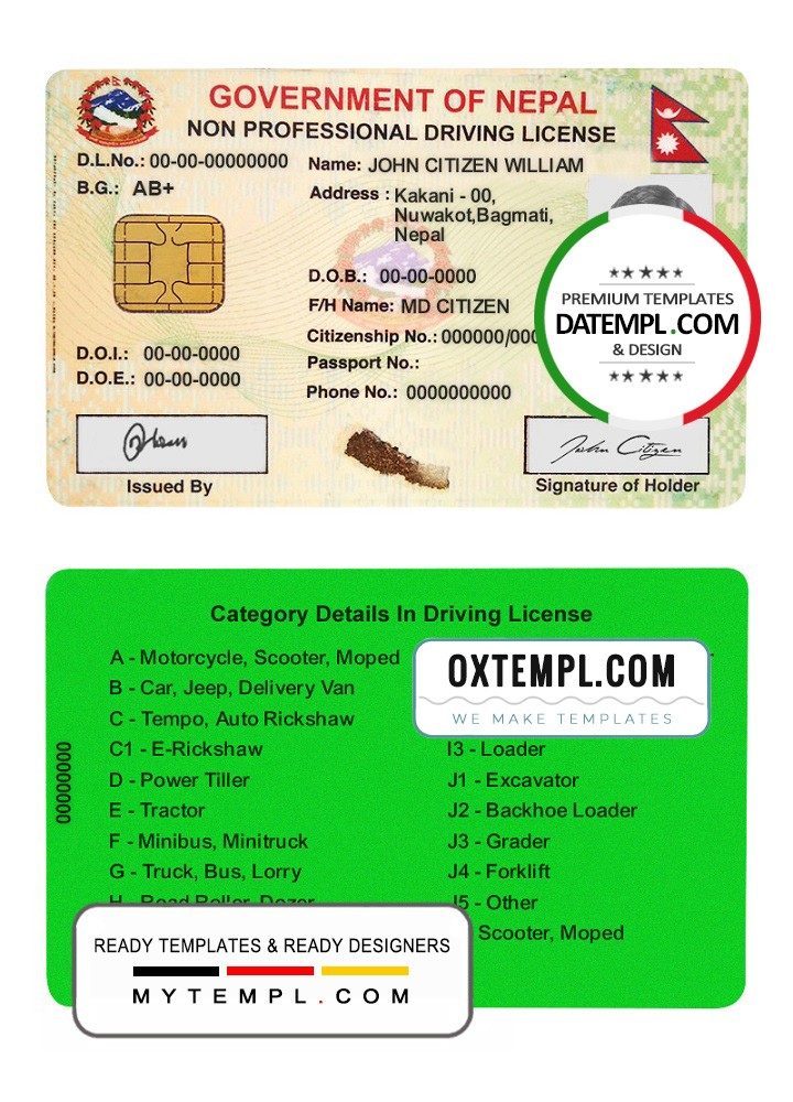 myanmar driver license template psd