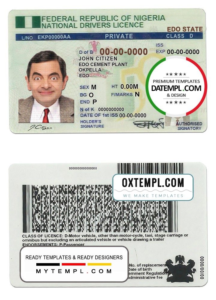 Nigerienia driver license PSD