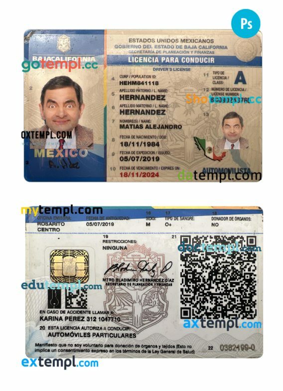 Baja California driver license PSD