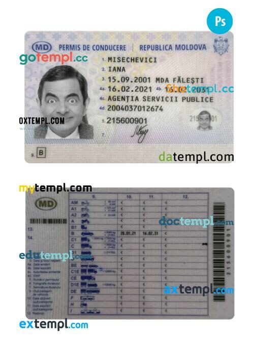 Moldovan license template – current design PSD